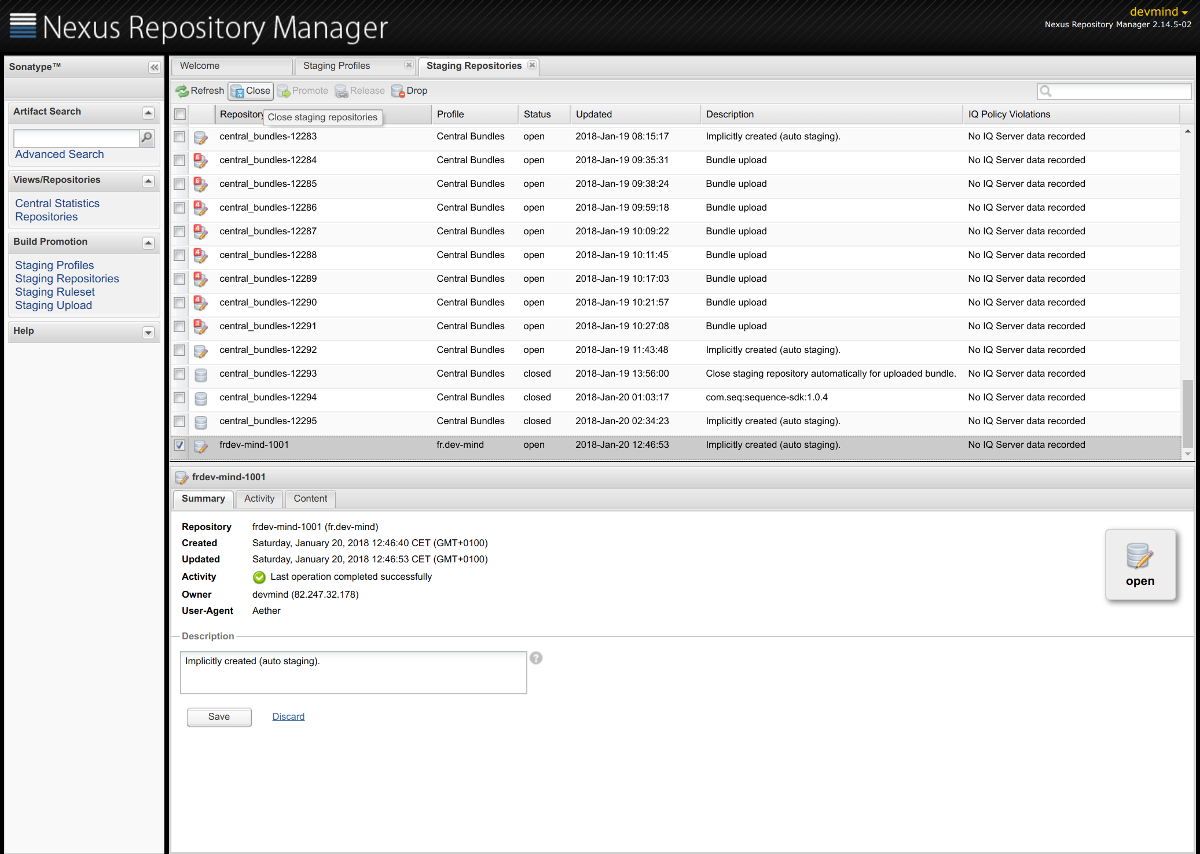Sonatype staging repository